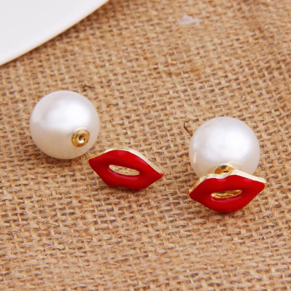 Sexy lips pearl earrings small jewelry