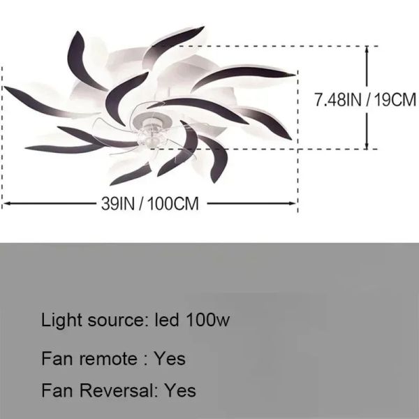 Remote Control Living Dining Table Room Bedrooms Fan Lighting Fixtures Petals led Ceiling fan light(WH-CLL-57)