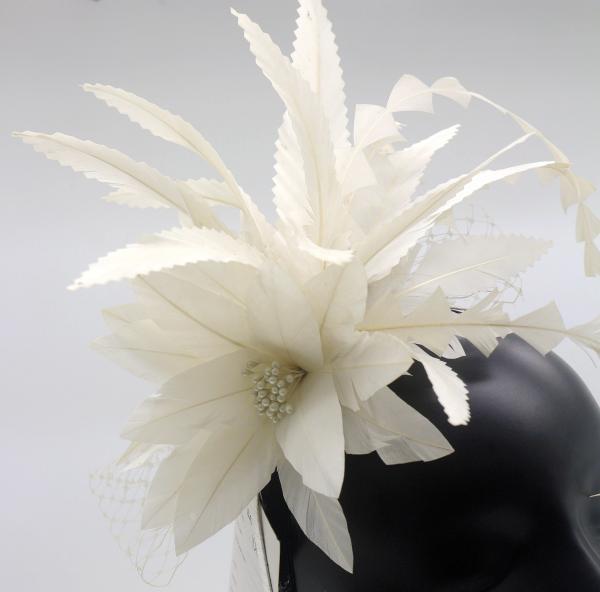 15x30cm Stripped Goose Feather Flower , White Feather Headpiece Millinery Supplies