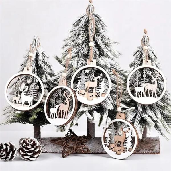 Pendentifs décoratifs en bois pour l'ambiance familiale de Noël