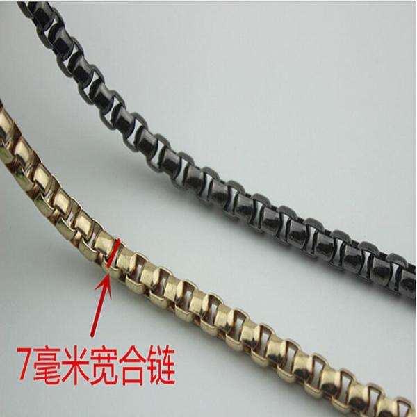 Delicate novelty design 7 mm gunmetal and gold color metal chain for bag