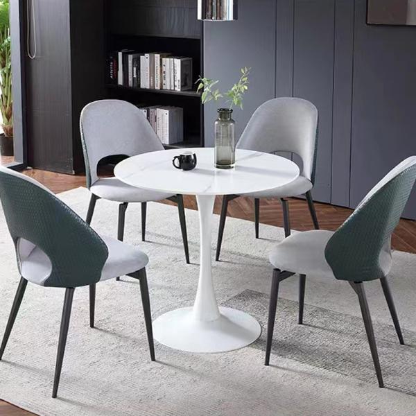 Hollow Backrest Cloth Dining Room Chairs , Refined Luxury Velvet Dining Chairs