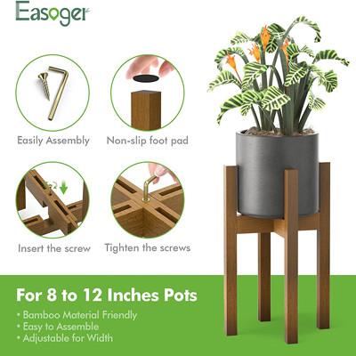 Rack de suporte de planta ajustável 100% bambu para plantas de interior