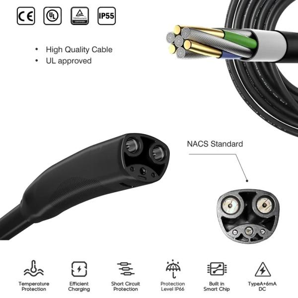 NACS Tesla EV Connector Tesla Charging Cable Plug 16A 32A 40A 50A 60A 80A