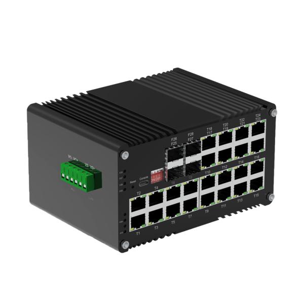 Interruptor PoE de 24 puertos 10/100/1000T 802.3at a 4 puertos 1000X Gigabit SFP Fiber Managed Switch 30W