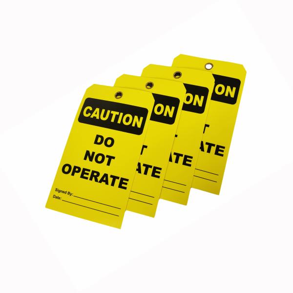 Plastic Caution Tag Yellow Die Cutting Waterproof PVC Safety Tag for Equipment Identification