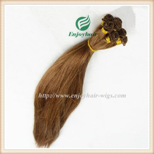 Hand tied weaviing Brazilian 5A virgin remy hair, 6#color straight hair extension weaves