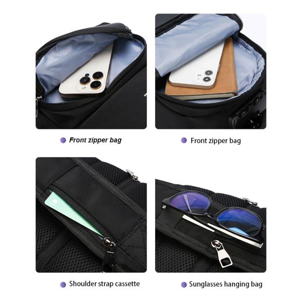 Men's Unisex Chest Sling Bags Anti Theft Shoulder Bag With USB Charging Port