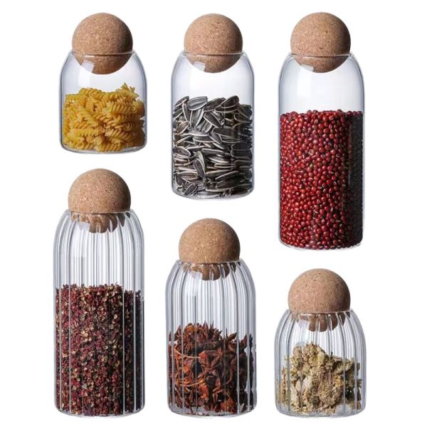 Transparent Borosilicate Glass Food Canisters Customer Logo For Tea Nuts Candy Serving