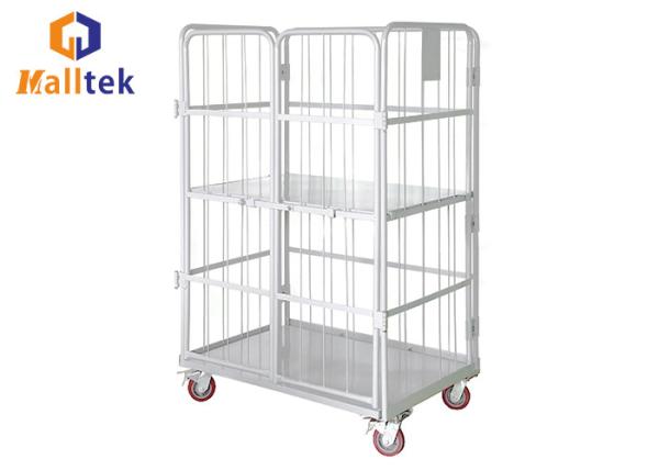 Finitura revestida com pó Trolley de transporte de logística Cage rolante dobrável