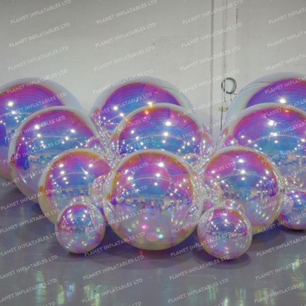 Giant Iridescent Hanging Sphere Floating Advertising Mirror Ball PVC Inflatable Mirror Balloon