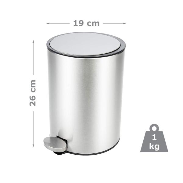 Household Indoor Trash Can Stainless Steel Pedal Dust Bin Trash Can With Plastic Inner Bucket