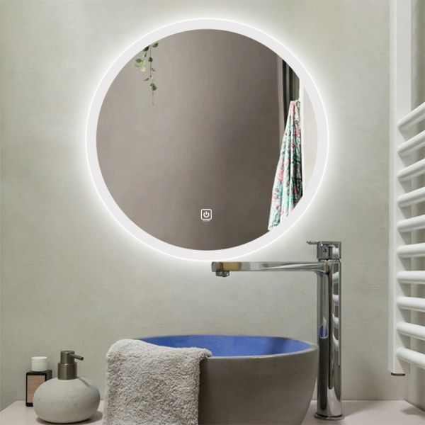 IP54 Waterproof Round Modern Bathroom Mirror Anti Fog With Touch Sensor