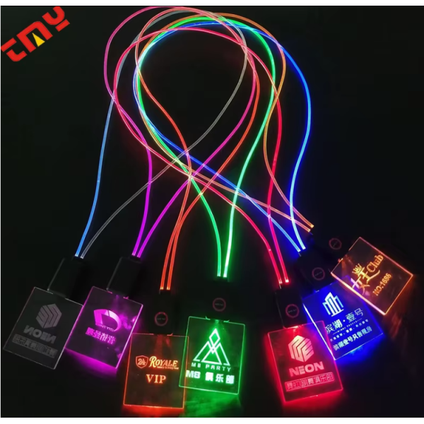 Custom Acrylic LED Light Up Name Tag Badge With Lanyard Bar Concert Festival Work ID Business Card