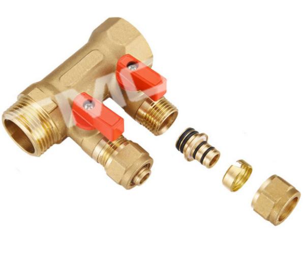 Disc Valve Hvac Football 2 Way 25MM 1 Inch Brass Water Manifold For Water Distributor