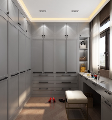 European Solid Wood Walk In Closet Cabinets Customized for Home Bedroom Set Furniture