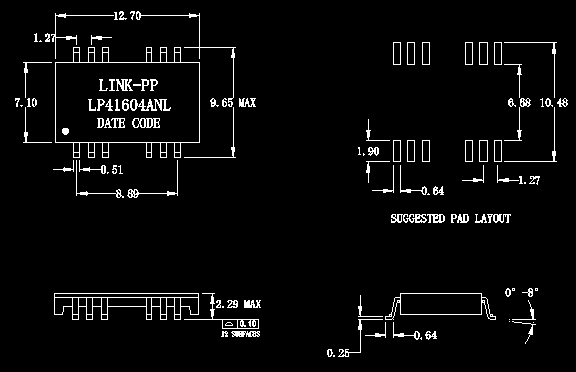 Трансформатор LP41604ANL 10/100B PHY ИМПа ульс локальных сетей H1602PR совместимый
