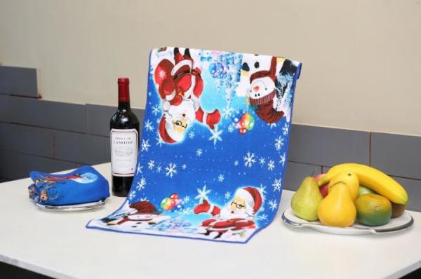 Superfine Fiber Christmas Tea Towels Reactive Printed With Square Shape