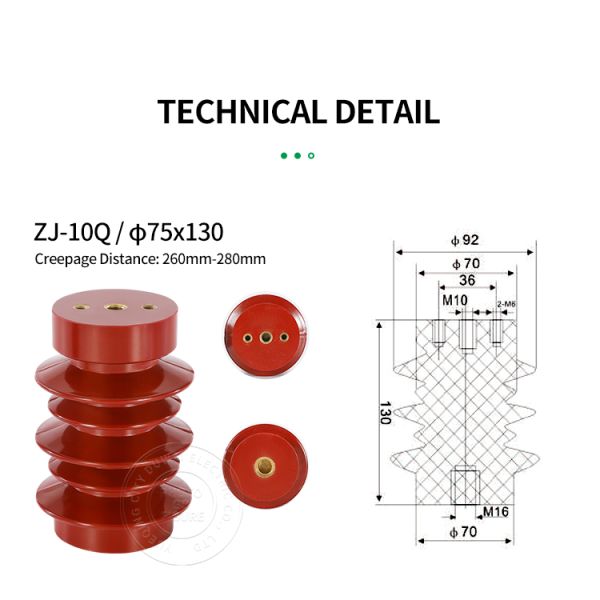 ZJ-10Q/75×130 Post Insulator – High Voltage Insulation Part for Electrical Cabinet Assemblies