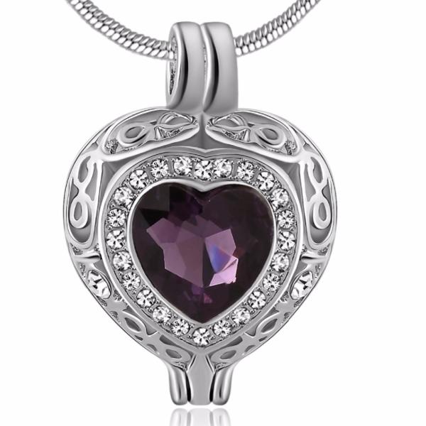 Personalized Memorial Birthstone Cremation Necklace Ashes Urn Keepsake Locket Pendant
