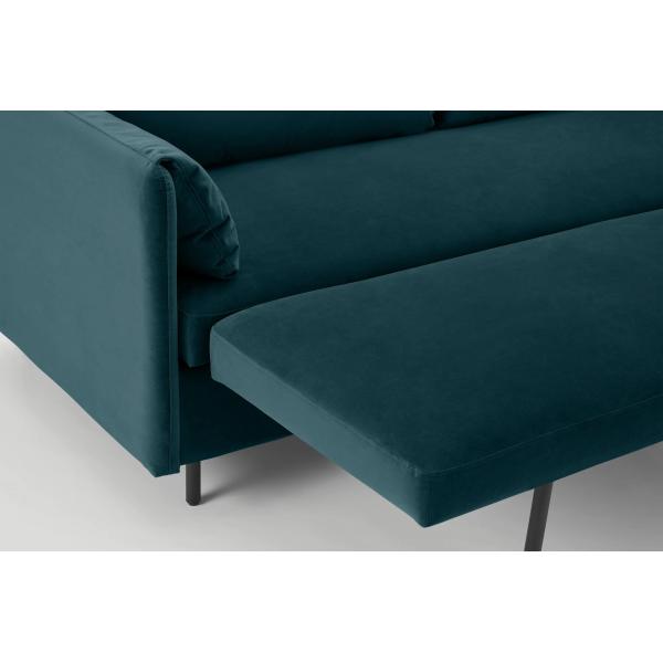 Blue Velvet High Density Foam Upholstery Hotel Sofa Bed Extend Space