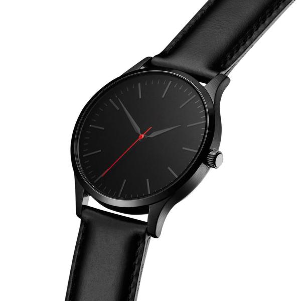 Matte Mens Stainless Steel Black Watch Leather Band Thickness 7m