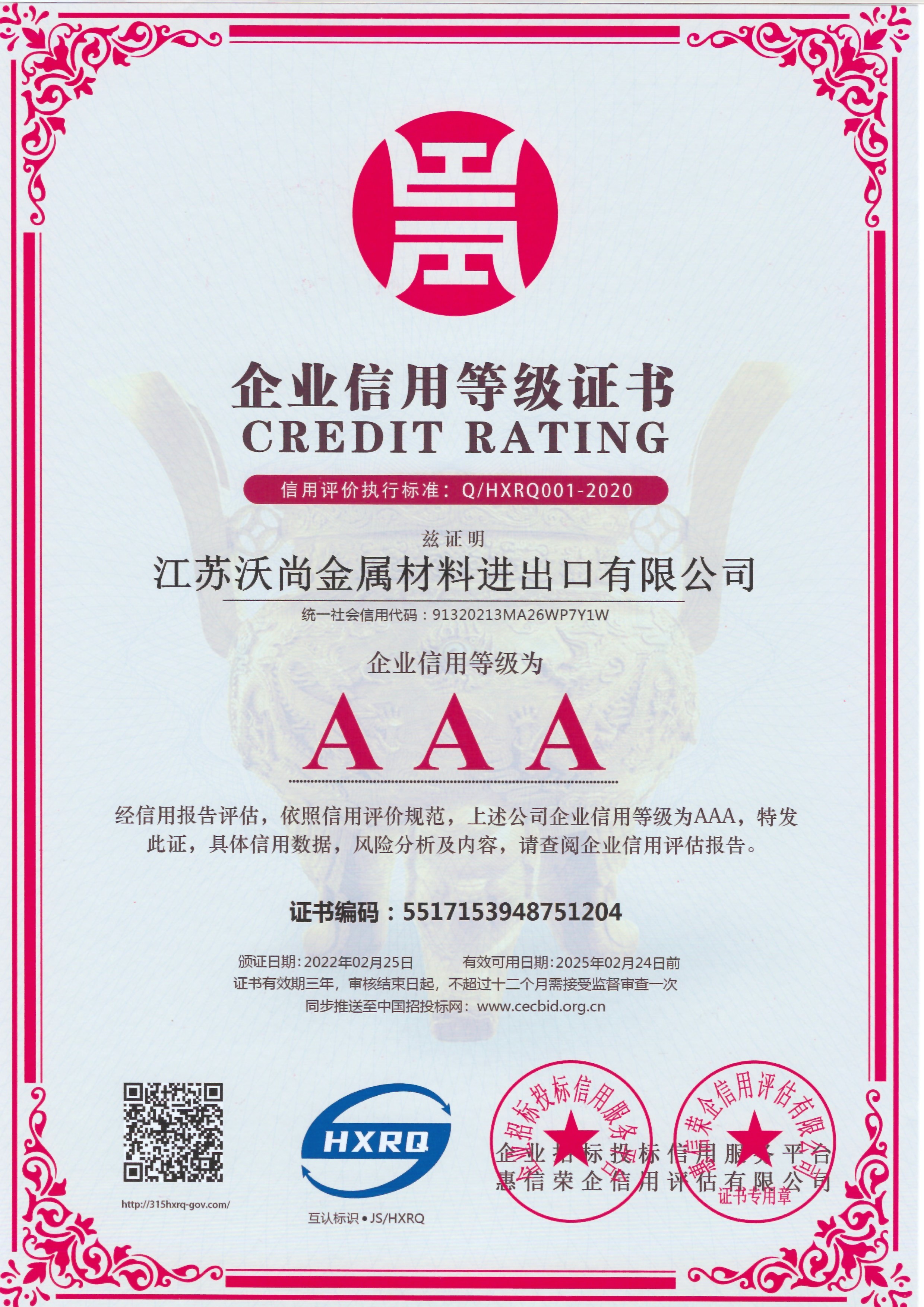Jiangsu Junxuan International Trade Co., Ltd. Сертификации