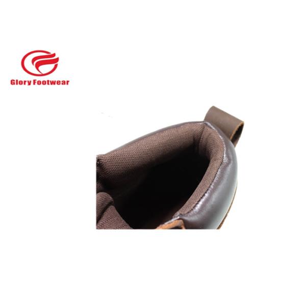 Cow Leather Mesh Lining Pu Sole Safety Shoes , Office Brown Leather Safety Shoes