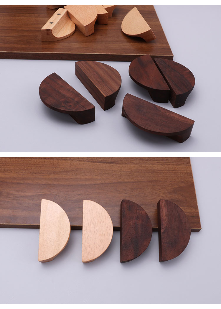 Modern Half Moon-Shaped Wood Cabinet Handles Semicircle Wooden Furniture Knobs for Dresser Drawer Kitchen Bedroom Outdoor Use