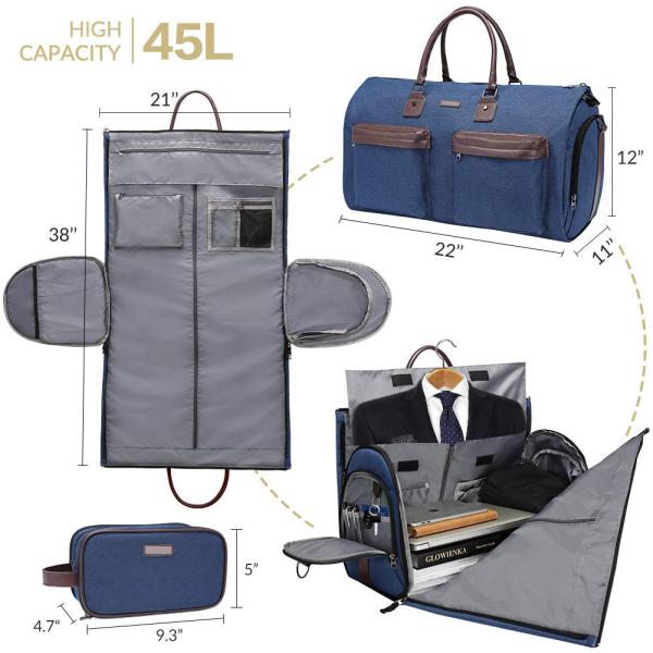 Oversized Travel Shoulder Bag Waterproof Canvas Genuine Leather Weekend Bag Overnight Handbag