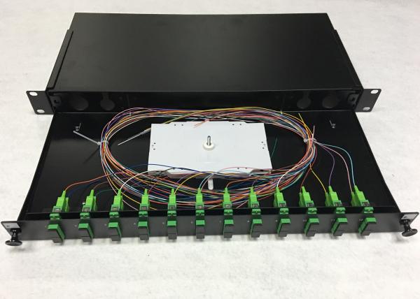Submeta 1U montável 19 painel de remendo da fibra ótica laminam 12 24 de aço portuários
