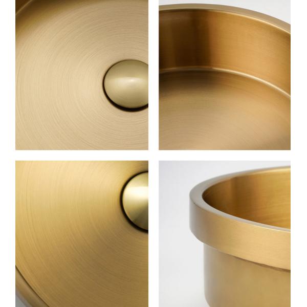Bathroom Top Mount Vessel Sink Bowl Round Shape With Satin Brushed Finish