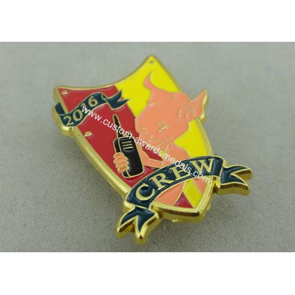 Gold Plating 3D Metal Soft Enamel Pin / Police Military Army Pin Badges