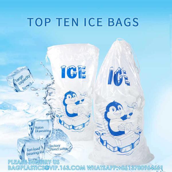 5 Lb. Plastic Drawstring Ice Bags 9 X 17 Inch Heavy-Duty Plastic Ice Bags With Plastic Draw String (2mil Thickness)