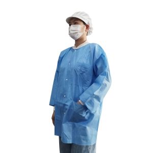 Breathable Disposable SMS Lab Coat With Pocket For workshop/factory/food processing