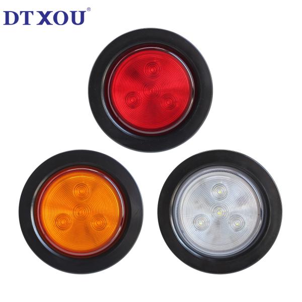 DC 12V 24V 2.5 inch Round LED Trailer Tail Lights for Replace/Repair PC Ring