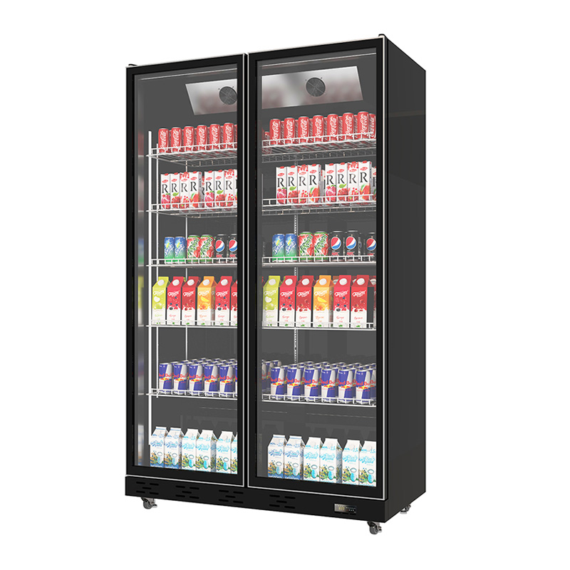1650L Volume Commercial Glass Door Freezer with Air Cooling System and Tempered Glass with Heating Wires