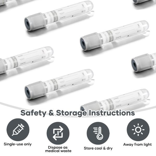 Grey Top Vacuum Blood Glucose Tube With Sodium Fluoride For Glycolysis Inhibition