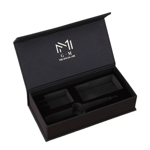 Black Card Paper Gift Box Hot Silver Logo Magnetic Book Box Convenient