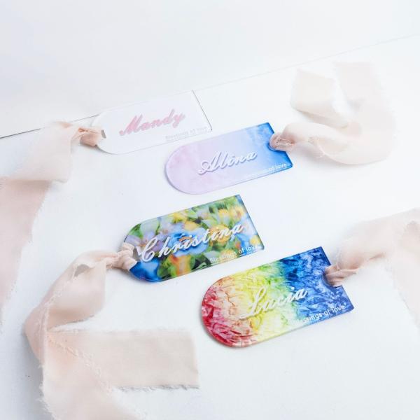 Sublimation Printable Party Invitation Plaque Acrylic Wedding Seat Tag For Heat Transfer Sublimation Bookmark Tag