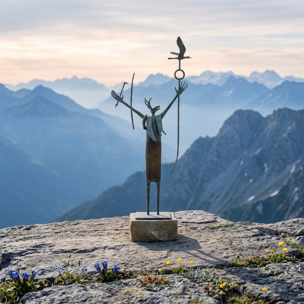 Modern Shamanic Ibex Figure - 180cm Hand-Cast Bronze Outdoor Sculpture