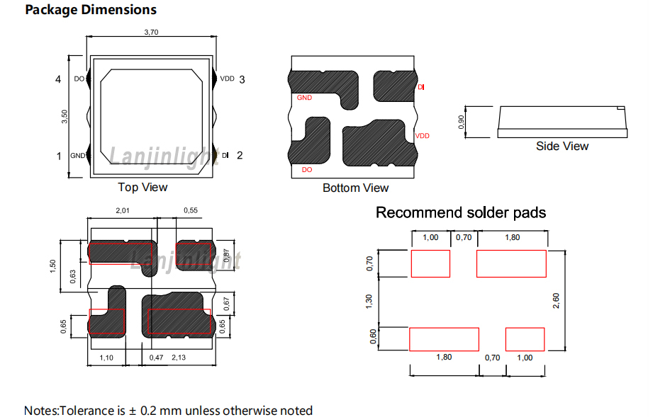 12mA Full Color Changing Built-in IC 3535 SMD RGB LED SK6812 WS2812b for LED screen