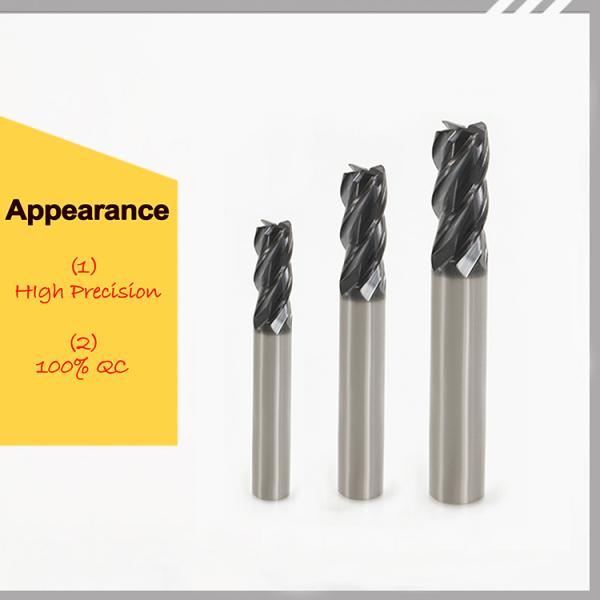 Standard Size Carbide End Mill Carbide Rounding Corner Radius End Mill 4mm Size Chart Helical Tungsten Solid Round Nose