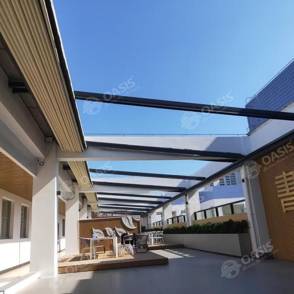 Pergola en tissu rétractable en aluminium à télécommande pour maisons et maisons