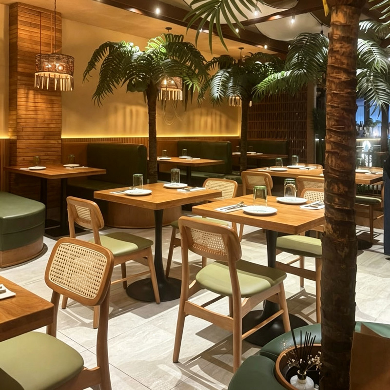 Modern Design PU Leather Restaurant Furniture Set Customizable Commercial Dining Furniture