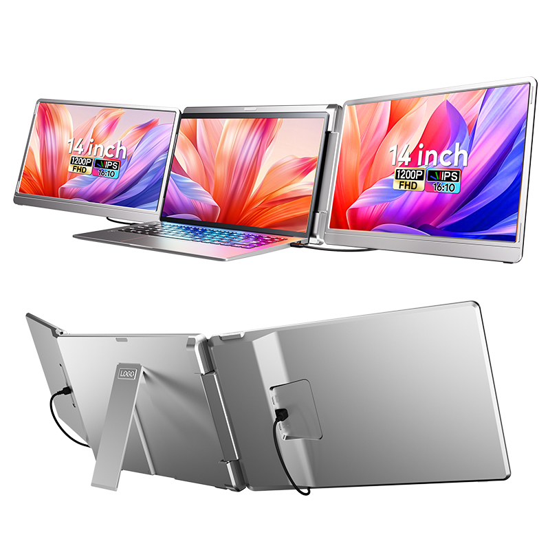 16:10 Computer Tri Screen 1200P FHD Desktop Screen Extension 14 Inch