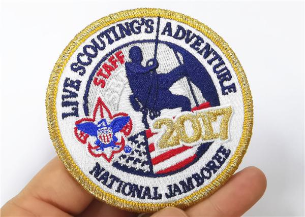 Fashionable Clear Iron On Embroidered Patches 3.25 Tall High Fastness