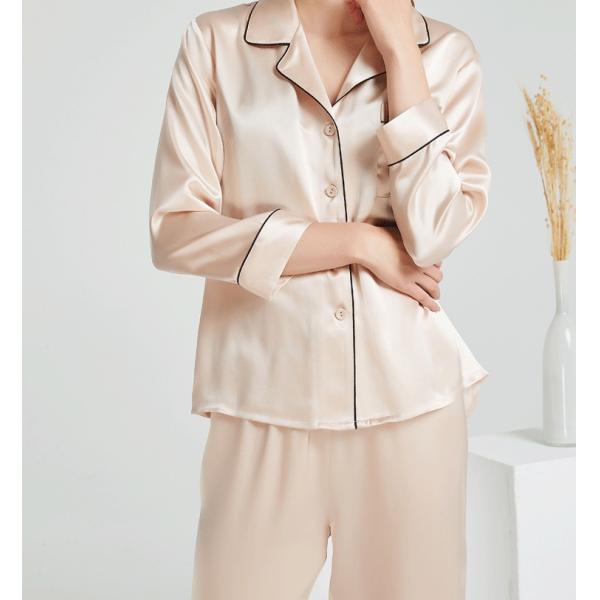 Luxury Sleep Wear Long Sleeve Silk Pajama Set Women Pajamas Silk Two Pieces