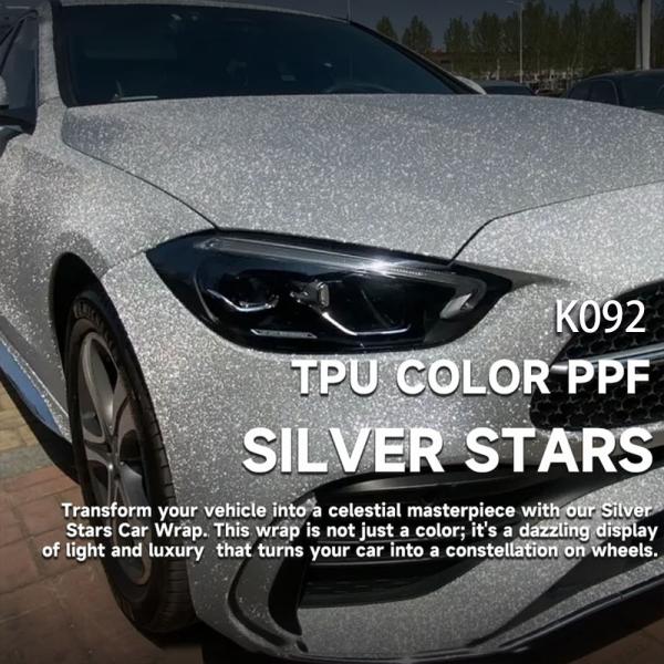K092 Silver Stars TPU Color Car Paint Protection Film Glitter Car Wrap