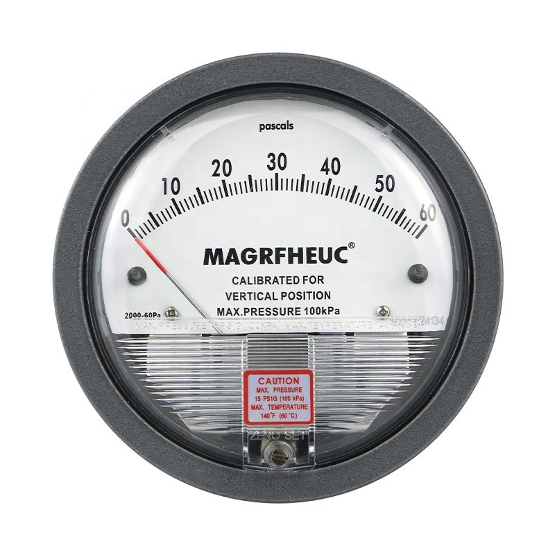 Micro Pressure Manometer Differential Air Pressure Gauge with Back Connection Support
